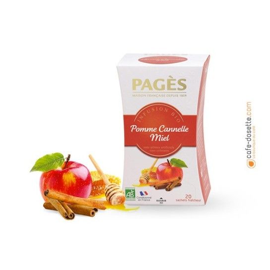 Infusion Bio Pomme Cannelle Miel Pagès - 20 Sachets - Thé & infusion en sachet - Pagès - 1
