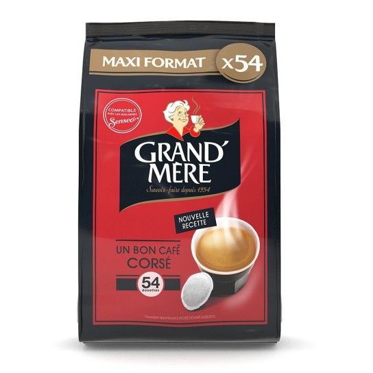 Grand'Mère Corsé (Maxi format) compatible Senseo - 54 dosettes - Dosettes Senseo® - Café Grand Mère - 1