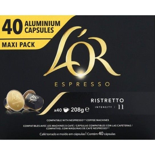L'OR ESPRESSO Capsules de café ristretto intensité 11 compatibles Nespresso  50 capsules 260g pas cher 