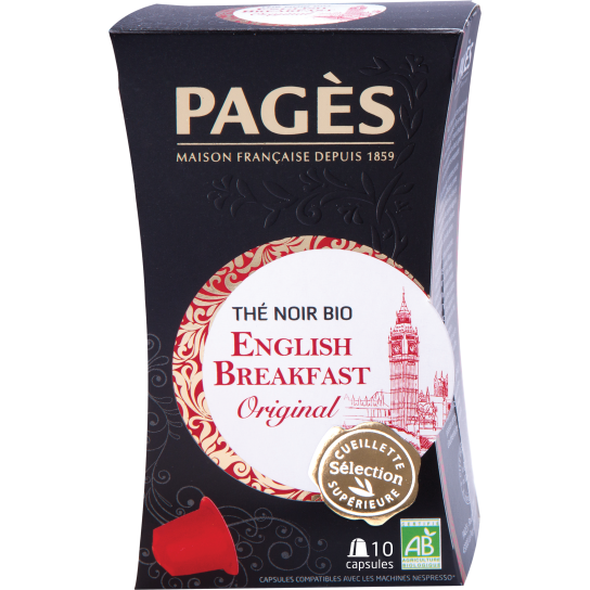 Pagès Thé Noir Bio English Breakfast Original compatible Nespresso® - 10 capsules - Thé & infusion Nespresso® Compatibles - Pagè