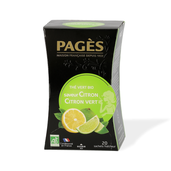 Thé Vert Bio Citron & Citron Vert Pagès - 20 Sachets - Thé & infusion en sachet - Pagès - 1