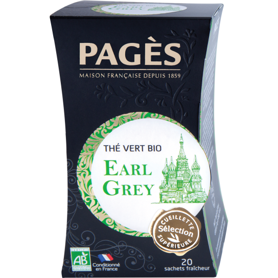 Thé Vert Bio Earl Grey Pagès - 20 Sachets - Thé & infusion en sachet - Pagès - 1