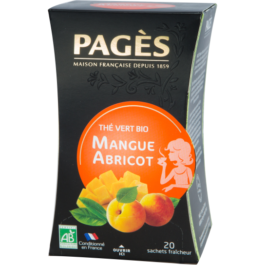 Thé Vert Bio Mangue, Abricot Pagès - 20 Sachets - Thé & infusion en sachet - Pagès - 1