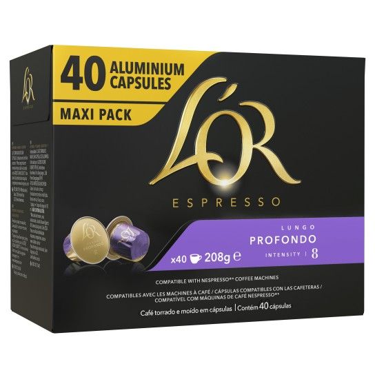 L'Or Lungo Profondo N°8 (Maxi Pack) compatible Nespresso® - 40 capsules  - Capsules Nespresso® Compatibles - L'Or Espresso - 1