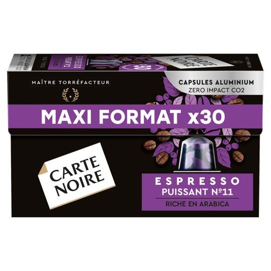 Carte Noire Espresso Puissant N°11 pour Nespresso - Maxi Format 30 capsules - Capsules Nespresso® Compatibles - Carte Noire - 1