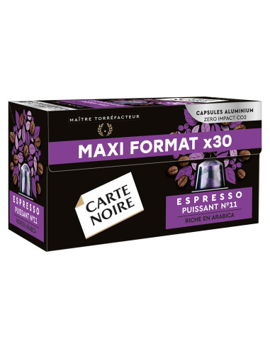 Carte Noire® Espresso Puissant N°11 - 30 capsules aluminium compatible Nespresso - Capsules Nespresso® Compatibles - Carte Noire