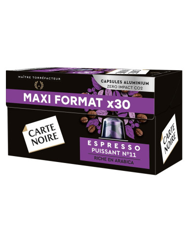Carte Noire® Espresso Puissant N°11 - 30 capsules aluminium compatible Nespresso - Capsules Nespresso® Compatibles - Carte Noire