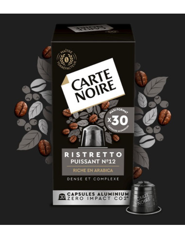 Carte Noire® Espresso Ristretto n°12 - 30 capsules aluminium compatible Nespresso - Capsules Nespresso® Compatibles - Carte Noir