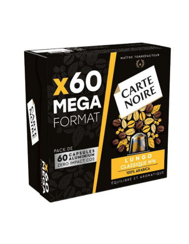 Carte Noire® - Espresso Lungo n°6 - 60 capsules aluminium compatible Nespresso - Capsules Nespresso® Compatibles - Carte Noire -