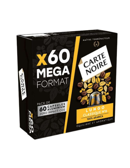 Carte Noire® - Espresso Lungo n°6 - 60 capsules aluminium compatible Nespresso - Capsules Nespresso® Compatibles - Carte Noire -