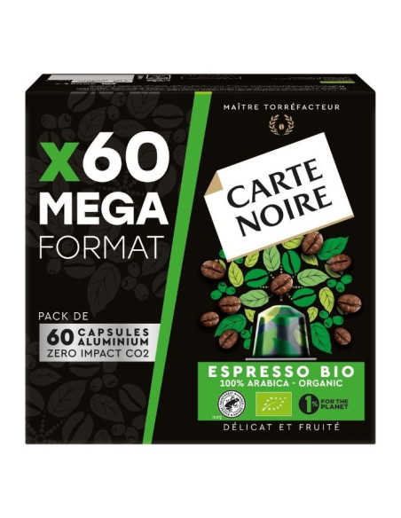 Carte Noire® - Espresso Bio pour Nespresso - Mega Format 60 capsules - Capsules Nespresso® Compatibles - Carte Noire - 1