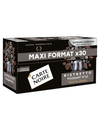 Carte Noire® Espresso Ristretto n°12 - 30 capsules aluminium compatible Nespresso - Capsules Nespresso® Compatibles - Carte Noir