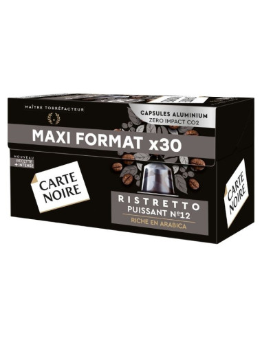Carte Noire® Espresso Ristretto n°12 - 30 capsules aluminium compatible Nespresso - Capsules Nespresso® Compatibles - Carte Noir