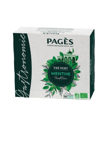 Thé Vert BIO Menthe Pagès Gastronomie - 50 sachets - Thé en sachet - Pagès - 1