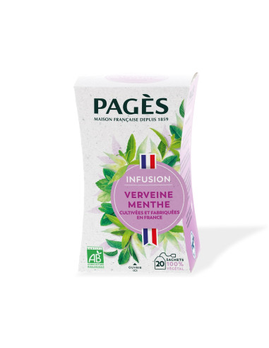 Infusion Bio Verveine Menthe Pagès - 20 Sachets - Thés & Gourmandises - Pagès - 1