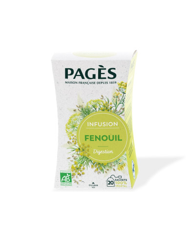 Infusion Bio Fenouil Pagès - 20 Sachets - Thés & Gourmandises - Pagès - 1