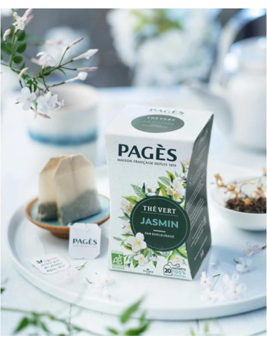 Thé Vert Bio saveur Jasmin Pagès - 20 Sachets - Café Dosette