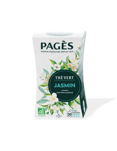 Thé Vert Bio saveur Jasmin Pagès - 20 Sachets - Café Dosette