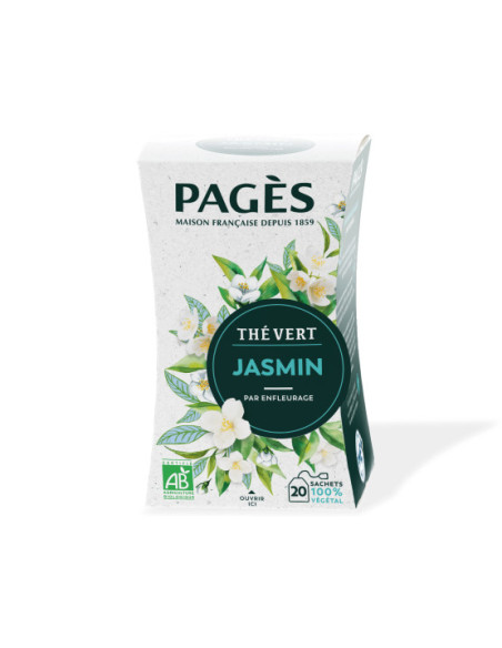 Thé Vert Bio saveur Jasmin Pagès - 20 Sachets - Café Dosette