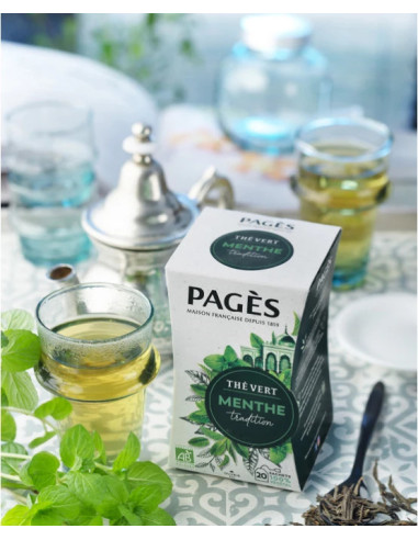Thé Vert Bio Menthe Tradition Pagès - 20 Sachets - Café Dosette