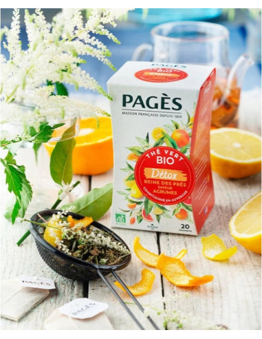 Thé Vert Bio Détox Drainage Pêche Pagès - 20 Sachets