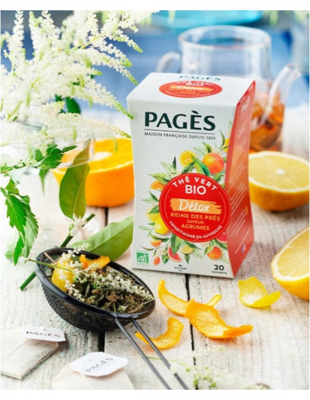 Thé Vert Bio Détox Drainage Pêche Pagès - 20 Sachets