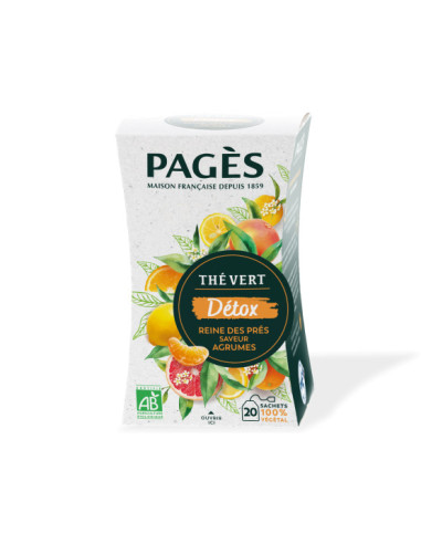 Thé Vert Bio Détox Drainage Pêche Pagès - 20 Sachets