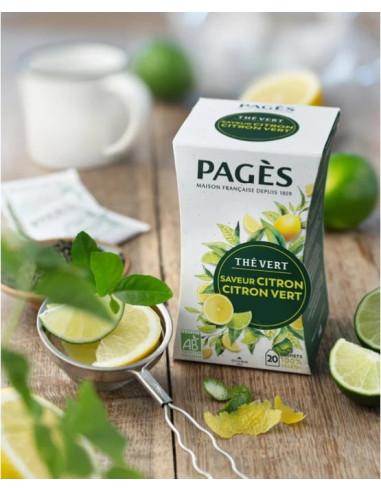 Thé Vert Bio Citron & Citron Vert Pagès - 20 Sachets
