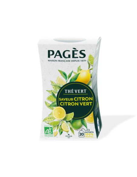 Thé Vert Bio Citron & Citron Vert Pagès - 20 Sachets