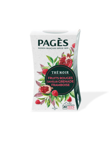 Thé Noir Bio Fruits Rouges Grenade Framboise Pagès - 20 Sachets