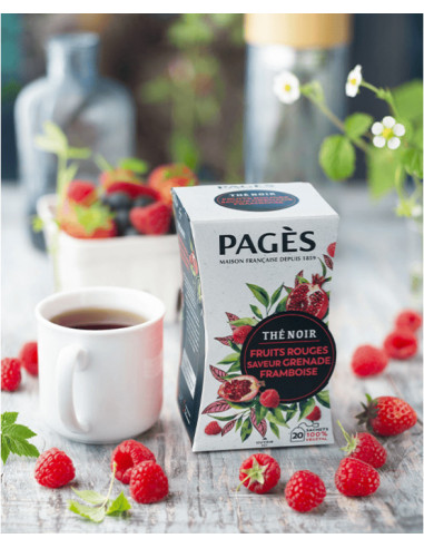 Thé Noir Bio Fruits Rouges Grenade Framboise Pagès - 20 Sachets