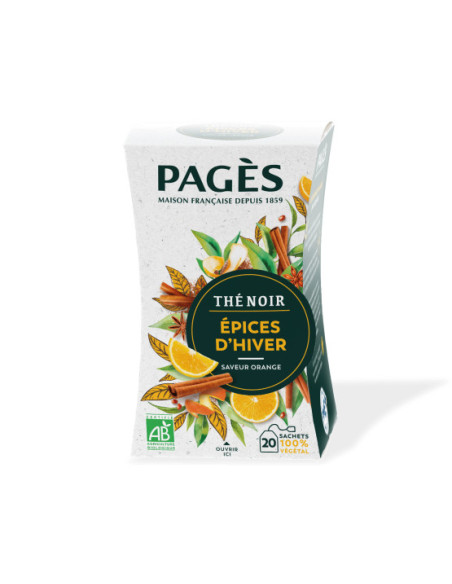 Thé  Noir Bio Epices d'Hiver Pagès - 20 Sachets