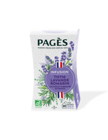 Infusion Bio Thym Lavande Romarin Pagès - 20 Sachets