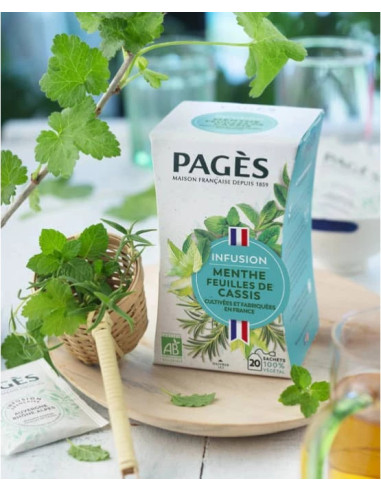 Infusion Bio Menthe Feuilles de Cassis Pagès - 20 Sachets