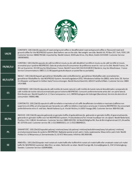 Starbucks® Caffè Verona by Nespresso® - 100 capsules -