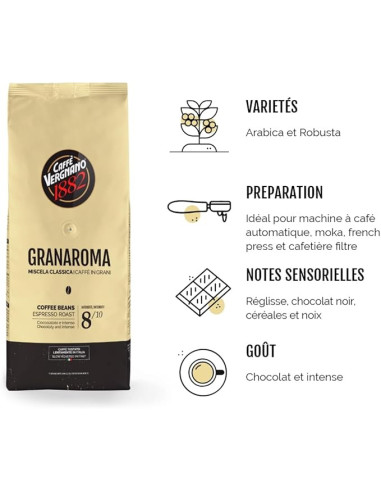 Café en grains Vergnano Grand Aroma - 12x1kg - Café Dosette
