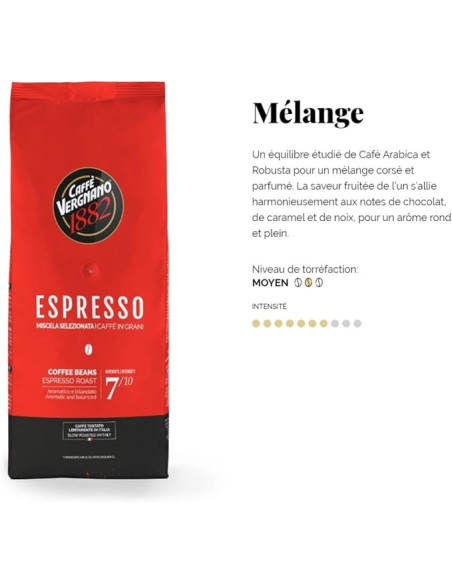 Café en grains Vergnano Espresso - 12X1kg - Café Dosette