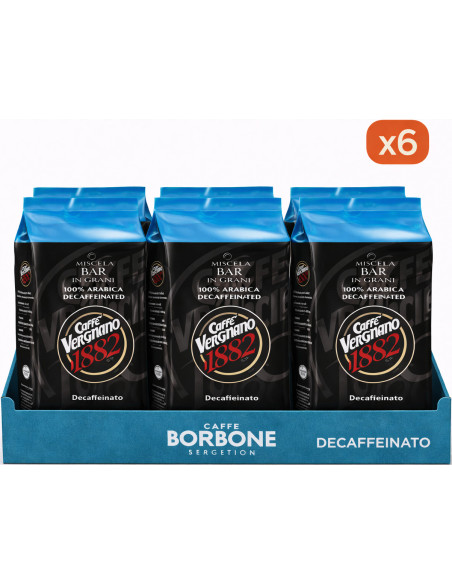 Café en Grains Vergnano DECAFEINE - 6x1kg - Café en grain - Caffe Vergnano 1882