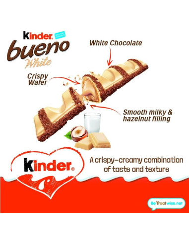 KINDER BUENO WHITE - Carton de 30 barres chocolatées