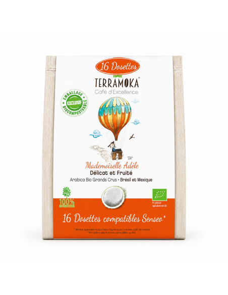 Senseo®  Terramoka Adèle – Café Bio 100 % Arabica Brésil & Mexique - 16 dosettes Senseo