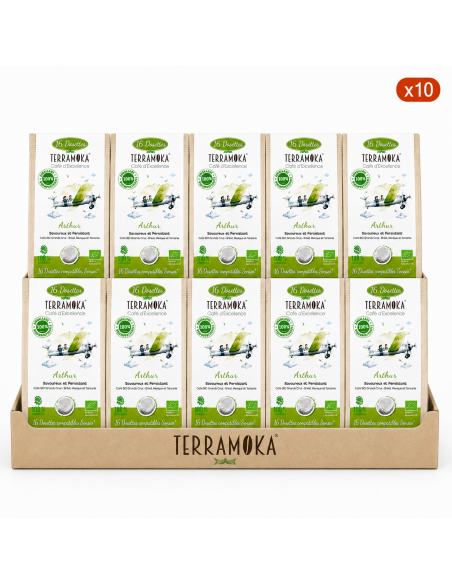 cafe-bio-16-dosettes-compatibles-senseo-bresil-mexique-tanzanie-arthur X10