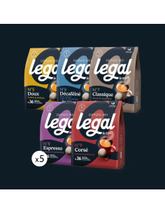 Pack Découverte Café Legal – 5×36 Dosettes Senseo