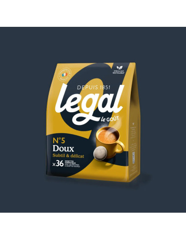 Café Legal Doux – 36 Dosettes compatibles Senseo