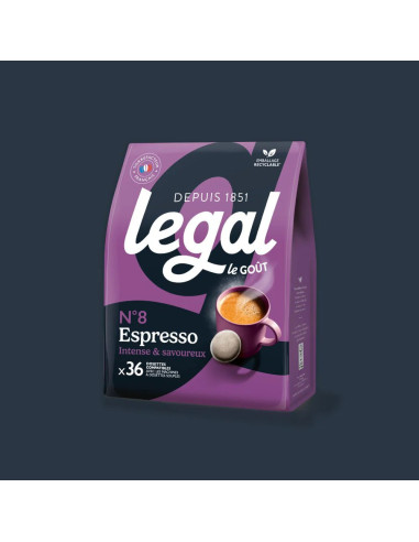 Café Legal Espresso – 36 Dosettes compatibles Senseo