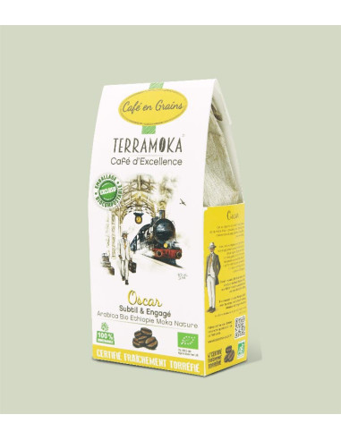 Terramoka Oscar – Café bio en grains 500 g – Éthiopie Moka Sidamo